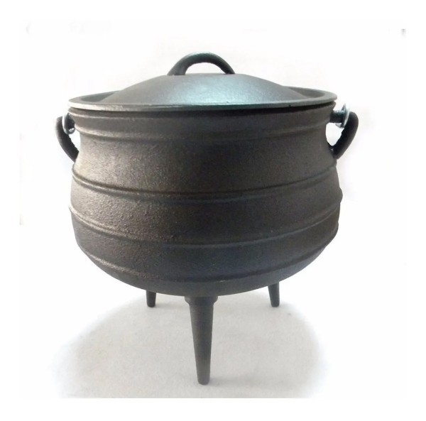 Olla De Hierro Fundido Fundicion Con 3 Patas Y Tapa 58.5