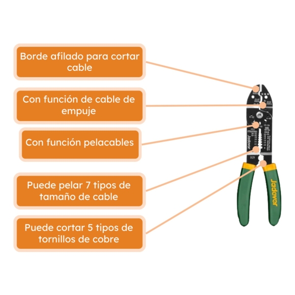 Pinza Pela Cables 215mm Jadever Jdpl5685 - Imagen 3