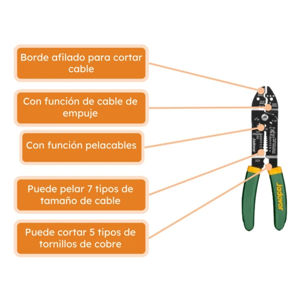 Pinza Pela Cables 215mm Jadever Jdpl5685 - Imagen 3