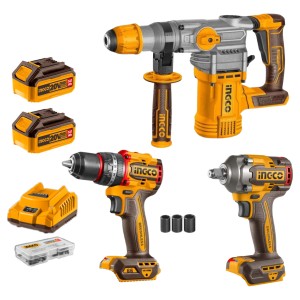 Kit Rotomartillo + Llave De Impacto + Taladro 20v Ingco