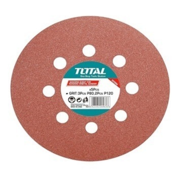Set 5 Lijas Discos 5 120 Mm Total 3 X Gr80 - 2 X Gr 120 - Imagen 3
