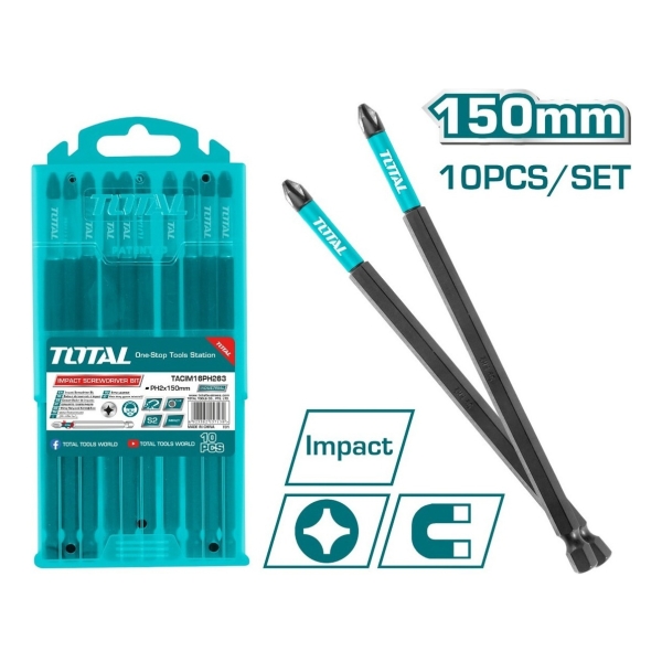 Set Kit 10 Puntas Ph2 Atornillar Impacto 150mm Tacim16ph263 - Imagen 2