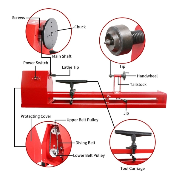 Torno Para Madera Hessen Pro 1/2hp Carpintería 016-2100 - Imagen 2