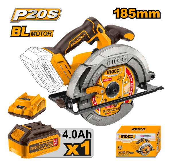Sierra Circular Brushless 20v C/bat Ingco Csli18511 - Imagen 2