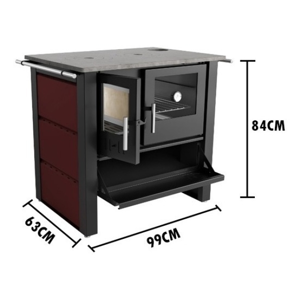 Cocina Leña Calefactor Ecologico 245 M3 Tapa Hierro Fundido - Imagen 2