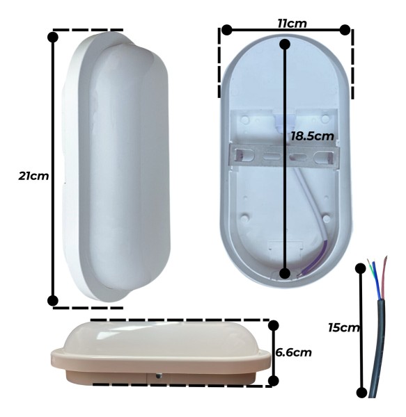 Aplique Luminaria Tortuga Oval Exterior Con Led 15w Luz Fría - Imagen 2