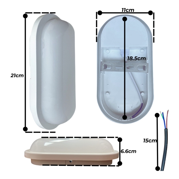 Aplique Luminaria Tortuga Oval Exterior Con Led 15w Luz Fría - Imagen 2