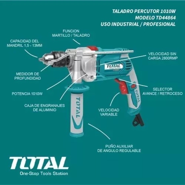 Taladro De Impacto 1010w Total Tg111136 2800rpm 13mm - Imagen 3