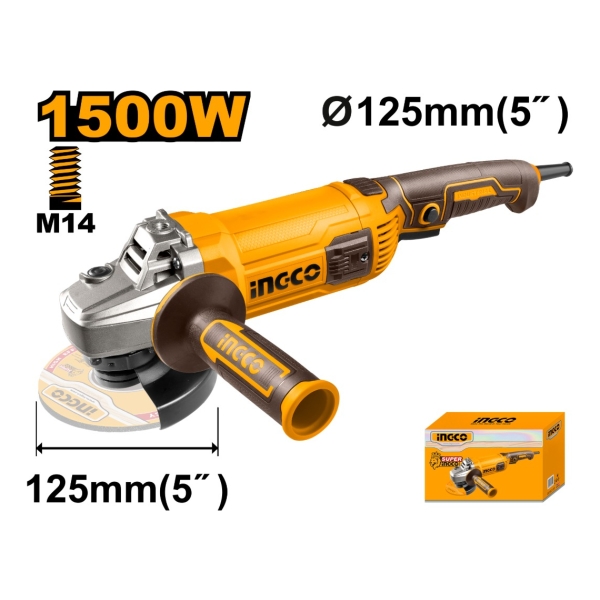 Amoladora Angular 5 1500w 9300rpm 125mm Ingco Ag150028 - Imagen 2