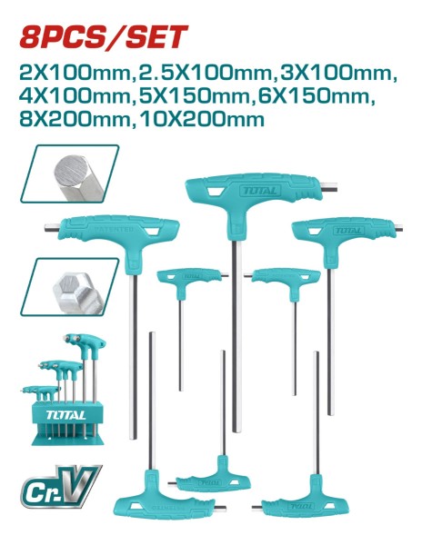 Set X 8 Llave Allen Hex Con Mango Total - Imagen 2
