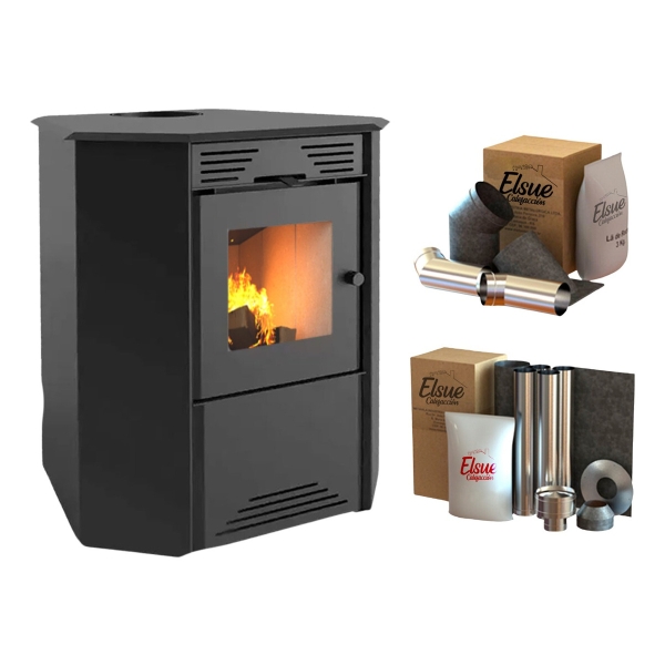 Calefactor 75mt2 Doble Combustión Esquinero 790gf+ Kit Caños