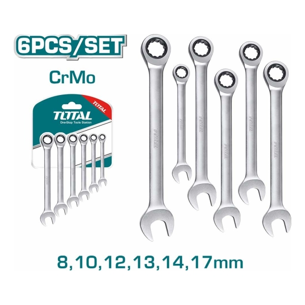 Set De 6 Llaves Combinadas Con Criquet 8-17mm Tht102rk566 - Imagen 2