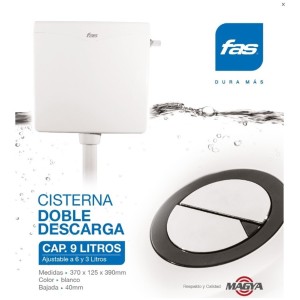 Cisterna Doble Descarga Fas 9l Ajustable 3-6l Magya Elsue