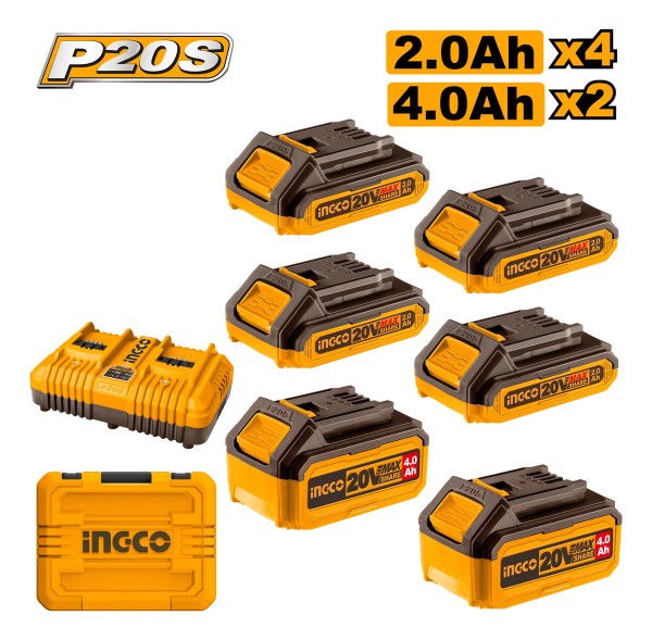 Set X 6 Baterias 20v P20s 4x2ah 2x4ah + Cargador Doble - Imagen 2