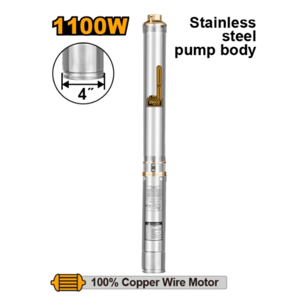 Bomba Sumergible Pozo Tubo Tubular Ingco 1100 W Dwp11001 - Imagen 2