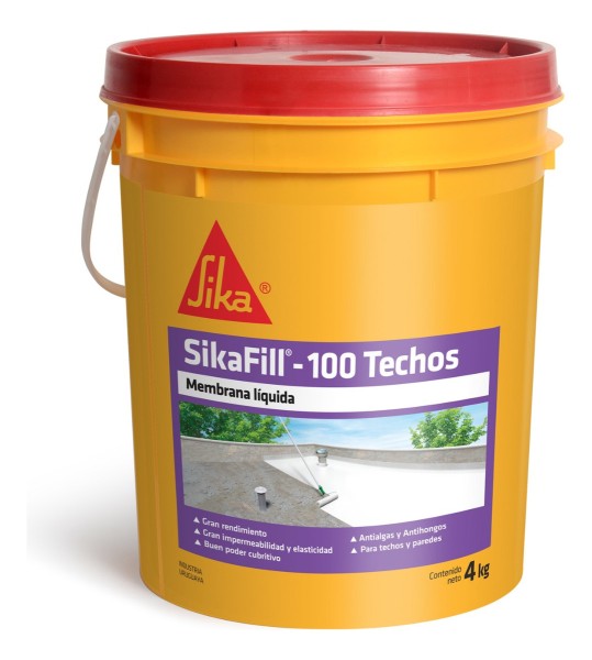 Membrana Líquida Sikafill 100 Techos Gris Balde De 4 Kilos