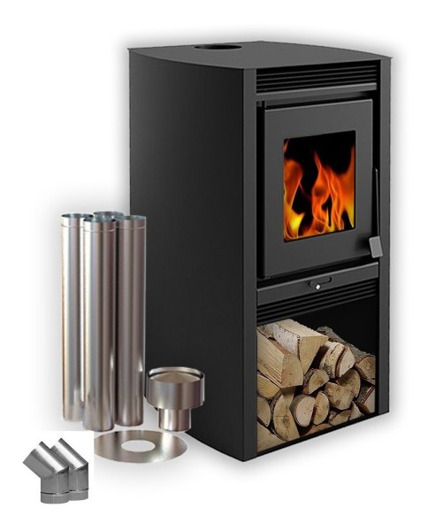 Calefactor Leña Doble Comb Ecologico 52 Mt2 + Kit Pared - Imagen 3