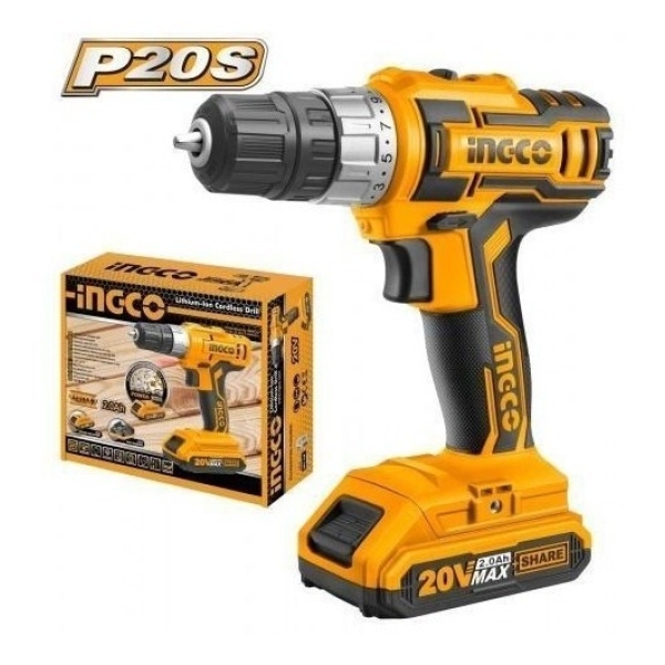 Taladro Atornillador 10mm Con 1 Bateria 20v Litio Ingco P20 Color Amarillo Frecuencia 50 Hz/60 Hz - Imagen 3