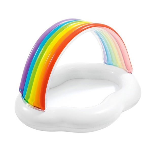 Piscina Inflable Infantil Con Techo Arcoiris 82l Intex 57141