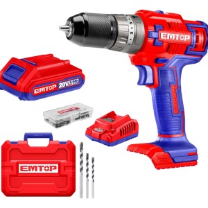 Taladro Atornillador Percutor 20v 45nm Mandril Metal Emtop