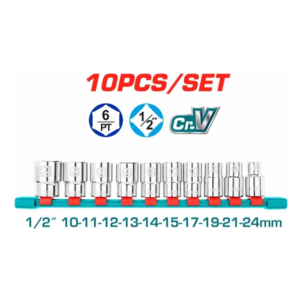 Set 10 Dados Encastre 1/2 10mm A 24mm Total - Imagen 3