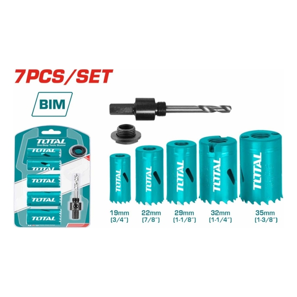 Juego 7 Mechas Bimetal Copa Madera Metal Pvc Total Tacsh1071 - Imagen 3