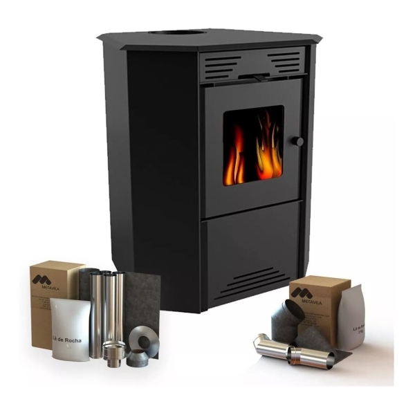 Calefactor 75mt2 Doble Combustión Esquinero 790gf+ Kit Caños - Imagen 2
