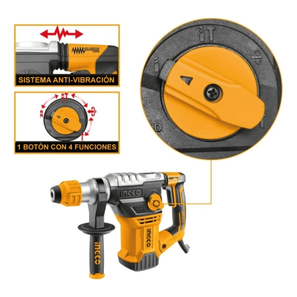 Rotomartillo Industrial 1500w 5,5j Sds Plus Ingco - 4 Fun - Imagen 3