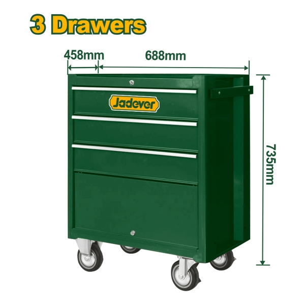 Carro Taller Gabinete Herramientas Jadever 3 Estantes Movil - Imagen 3