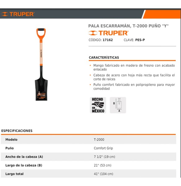 Pala De Corte Truper Mango Ergonomico Pes-p - Elsue - Imagen 2