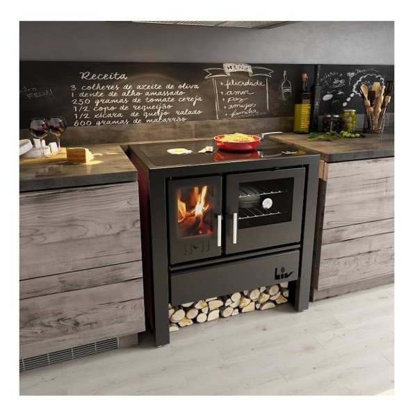 Cocina Leña Tapa Vidrio Vitroceramica 245m3 Doble Combustión - Imagen 4