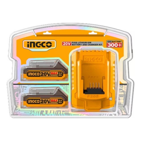 Set X2 Bateria 20v 2amp + 1 Cargador Ingco Fbcpk1222