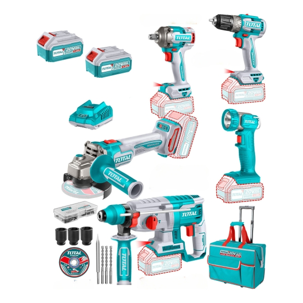 Kit Atornillador Llave Impacto Rotomartillo Amoladora 20v