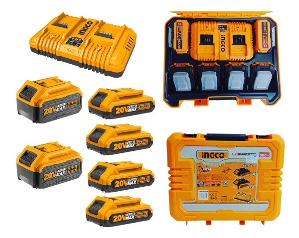 Set X 6 Baterias 20v P20s 4x2ah 2x4ah + Cargador Doble