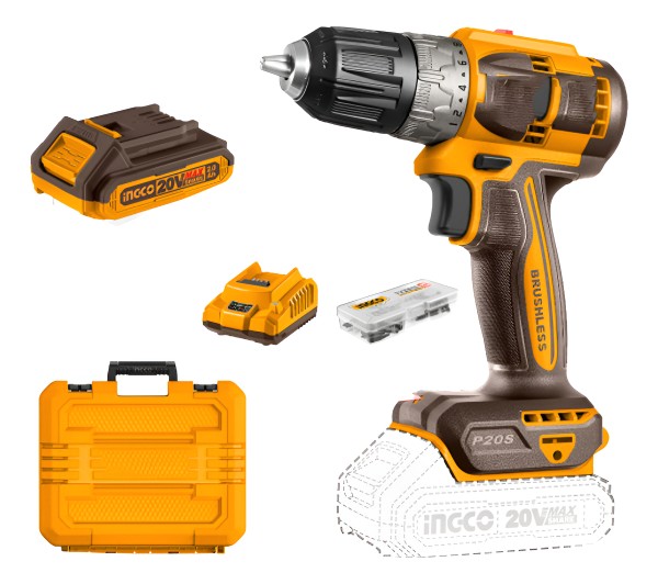 Atornillador 20v 52nm Con 2 Bat Y Car Ingco Malet Cdli20453