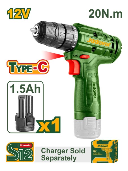 Atornillador 12v Con Bateria 1,5 Ah 20nm Jadever - Imagen 2