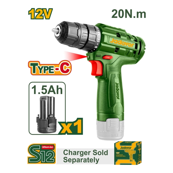 Atornillador 12v Con Bateria 1,5 Ah 20nm Jadever - Imagen 2
