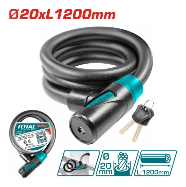 Candado Para Bicicleta 20x1200mm Con Cerradura Total - Imagen 2