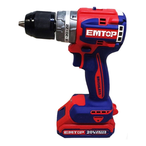 Taladro Con Percutor Emtop 20v X2 Bat Accesorios 13mm 66nm - Imagen 3