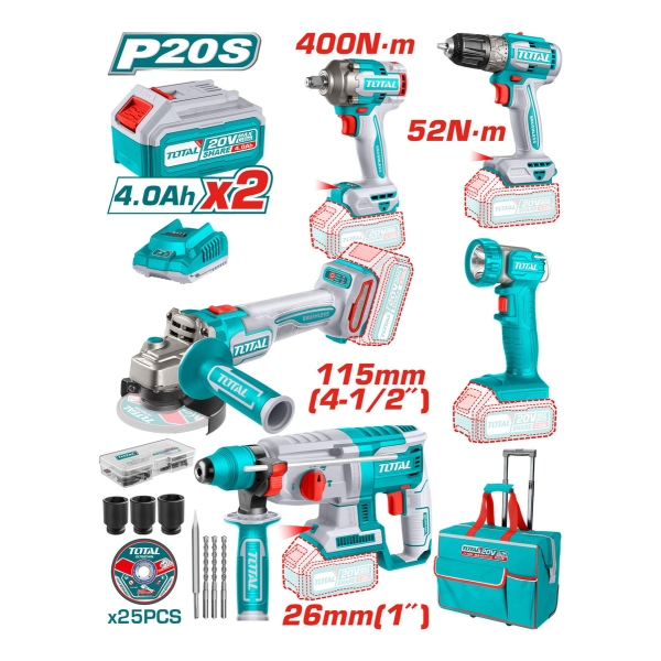 Kit Atornillador Llave Impacto Rotomartillo Amoladora 20v - Imagen 2