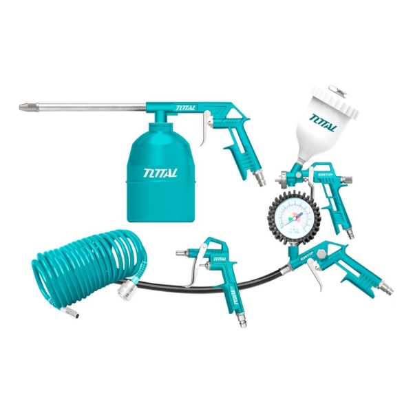 Kit Compresor Aire Pistolas Y Mangueras Plástico Total