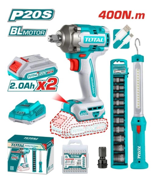 Kit Llave De Impacto 400nm 1/2 Linterna 2bat Total Brushless - Imagen 2