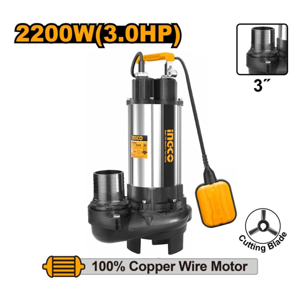 Bomba Sumergible Pozo Negro 2200w 13m Ingco Spdb22008 - Imagen 4