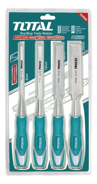 Set De 4 Formón Para Madera Total, Cromo Vanadio, Industrial - Imagen 3