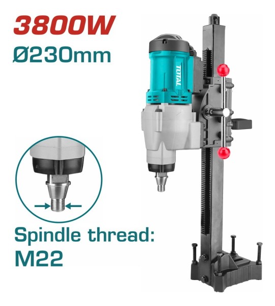 Taladro Sacatestigo Total 3800w C Mecha 102mmx450mm Diamante - Imagen 3
