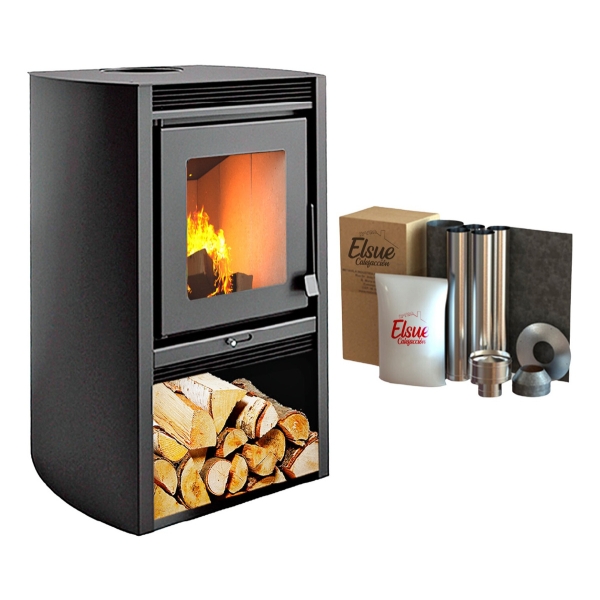 Calefactor Ecológico Leña Doble Combustión 690gf + Kit Caño