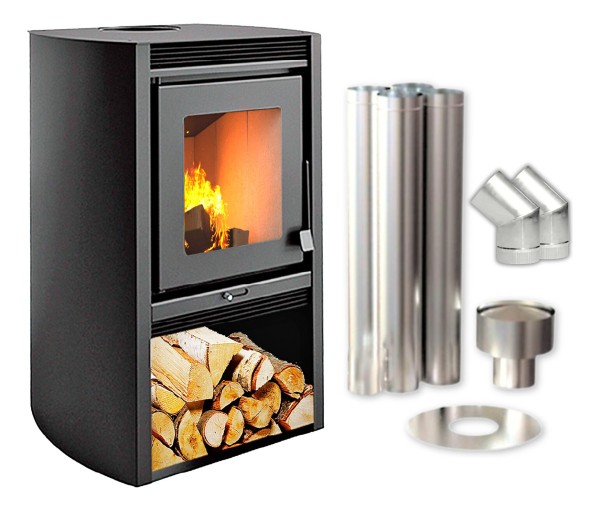 Calefactor Leña Doble Comb Ecologico 52 Mt2 + Kit Pared
