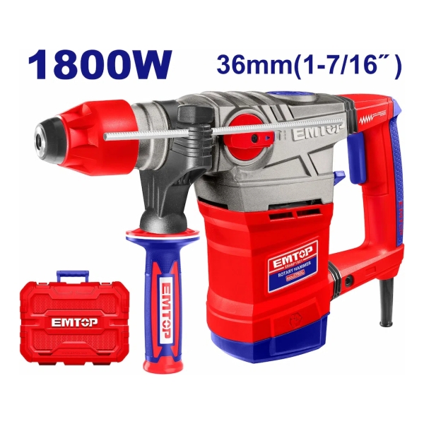 Rotomartillo 1800w 7j Sds Plus 850rpm Emtop Con Accesorios - Imagen 3