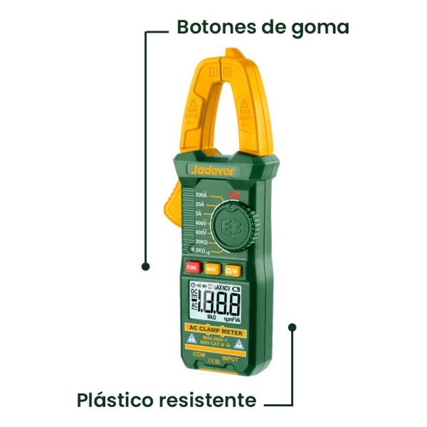 Pinza Amperimetrica Tester 200a Jadever Jddm6501 - Imagen 3