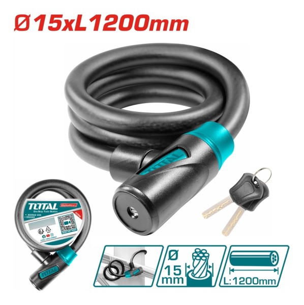 Candado Bicicleta Moto 15x1200mm Con Llave Total - Imagen 3